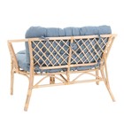 Набор садовой мебели "Bagama": 2 кресла, диван, стол, ротанг светлый, подушки серо-голубые - Фото 3