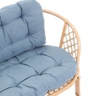 Набор садовой мебели "Bagama": 2 кресла, диван, стол, ротанг светлый, подушки серо-голубые - Фото 5