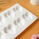 Форма для муссовых десертов и выпечки KONFINETTA «Сердце», силикон, 29×17×2 см, 8 ячеек, цвет белый - фото 4356789