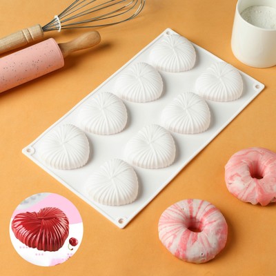 Форма для муссовых десертов и выпечки KONFINETTA «Вязаное сердце», силикон, 29,5×17×2 см, 8 ячеек (5,5×6,5×1,5 см), цвет белый