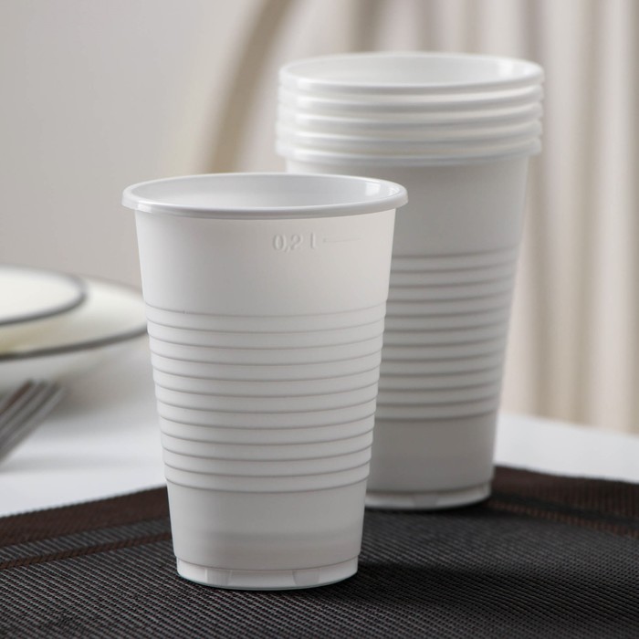 Набор одноразовой посуды на 6 персон «Летний №1», тарелки плоские, стаканчики 200 мл, вилки, бумажные салфетки, цвет белый - фото 1889840485