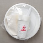 Набор пластиковой одноразовой посуды на 6 персон «Летний №1», тарелки плоские, стаканчики 200 мл, вилки, бумажные салфетки, цвет белый - фото 4610643
