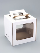 Коробка под торт 2 окна, с ручками, белая, 24×24×24 - Фото 7