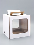 Коробка под торт 2 окна, с ручками, белая, 24×24×24 - Фото 7