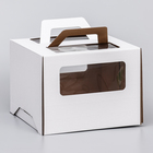 Коробка под торт 2 окна, с ручками, белая, 26 х 26 х 20 см - фото 9843604