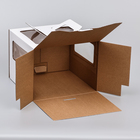 Коробка под торт 2 окна, с ручками, белая, 26×26×20 см - Фото 4