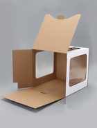 Коробка под торт 2 окна, с ручками, белая, 26×26×26 см - Фото 9