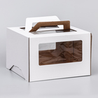 Коробка под торт 2 окна, с ручками, белая, 30 х 30 х 20 см - фото 2264821