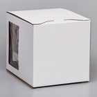 Коробка под торт 2 окна, с ручками, белая, 26×26×30 см - Фото 4