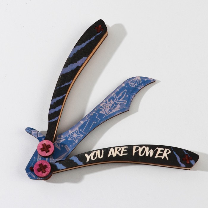 Сувенирное оружие нож-бабочка «You are power», дерево, длина 28,5 см - фото 1886878452