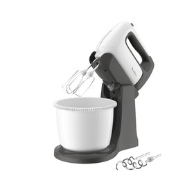 Миксер Moulinex HM464110, стационарный, 500 Вт, 5 скоростей, 4 насадки, бело-серый