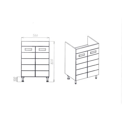 Тумба напольная VIANT «Вена 60», 2 створки, с раковиной COMO 60, 430×560×820 мм, цвет белый