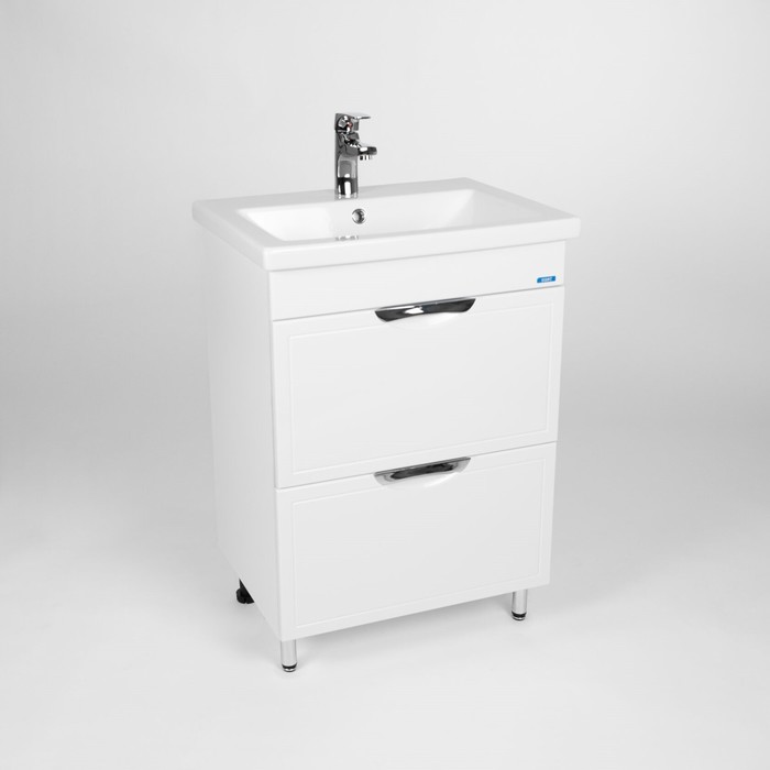 Тумба напольная VIANT «Лима 60», 2 ящика, с раковиной COMO 60, 430×560×820 мм, цвет белый
