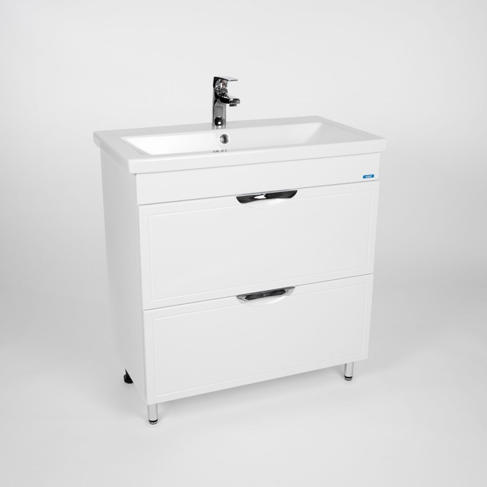 Тумба напольная VIANT «Лима 80», 2 ящика, с раковиной COMO 80, 425×760×820 мм, цвет белый