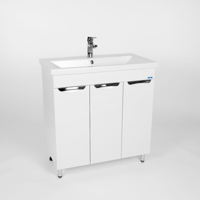 Тумба напольная VIANT «Лима 80», 3 створки, с раковиной COMO 80, 425×760×820 мм, цвет белый