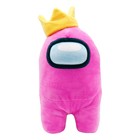 Плюшевая игрушка-фигурка Among us, с короной, 30 см, розовая - фото 293952382
