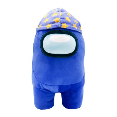 Плюшевая игрушка-фигурка Among us с ночной шапочкой, 30 см, синяя