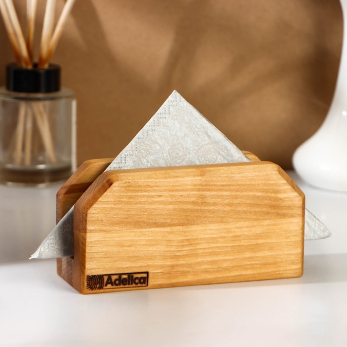 Салфетница Adelica «ЛЮКС», 14×7×6 см, пропитана маслом, дерево берёза - Фото 1