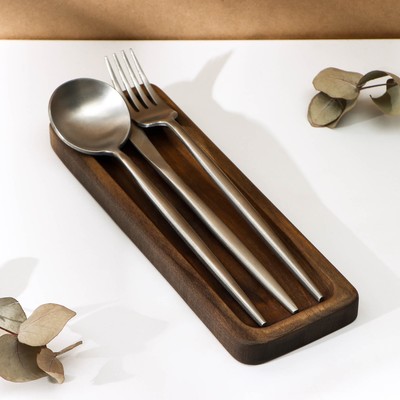 Лоток для столовых приборов Adelica, 23×8×1.8 см, дерево берёза