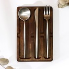 Подставка для столовых приборов Adelica, 3 секции, 24×15×1,8 см, окрашен в тёмный цвет, берёза - фото 25388339