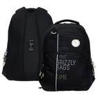 Рюкзак молодёжный Grizzly, 45 х 32 х 23 см, эргономичная спинка, чёрный, салатовый - фото 299982923