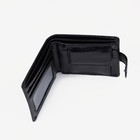 Портмоне мужское на кнопке, для купюр, для карт, для монет, цвет чёрный - фото 21671389