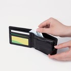 Портмоне мужское на кнопке, для купюр, для карт, для монет, цвет чёрный - фото 21671390