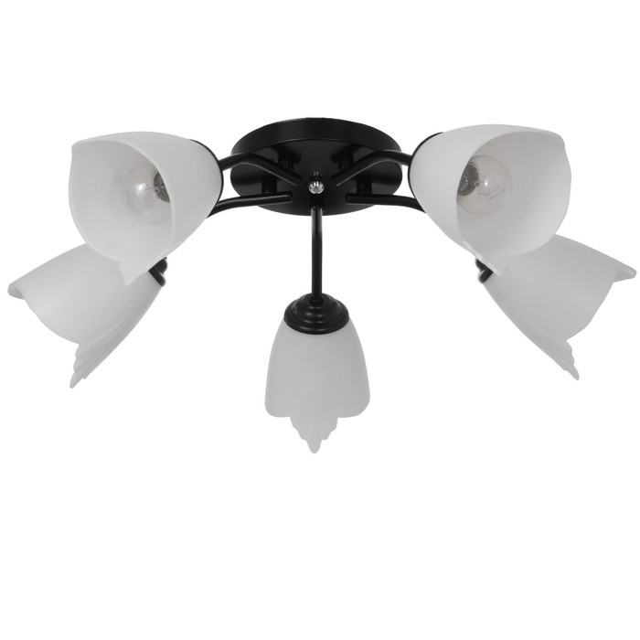 Люстра «Оникс» BayerLux, 5×15 Вт E27, черный-белый, 52×52×15 см - Фото 1