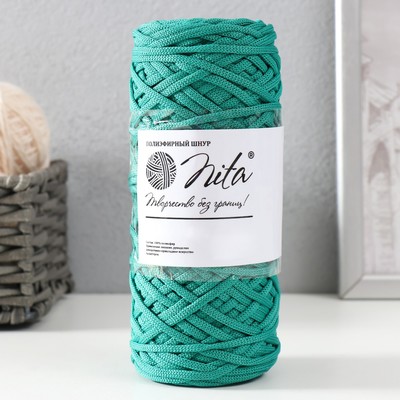 Шнур для вязания 100% полиэфир, ширина 3 мм 100 м (изумруд)