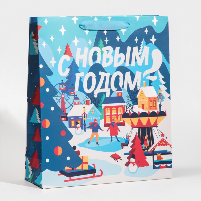 Пакет ламинированный вертикальный «Зима в городе», M 26 × 30 × 9 см - Фото 1