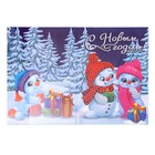 Алмазная вышивка на открытке «Снеговики» + ёмкость, стержень с клеевой подушечкой - фото 3584279