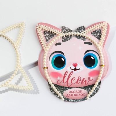 Ободок новогодний для волос жемчужный Meo, ширина 12 см