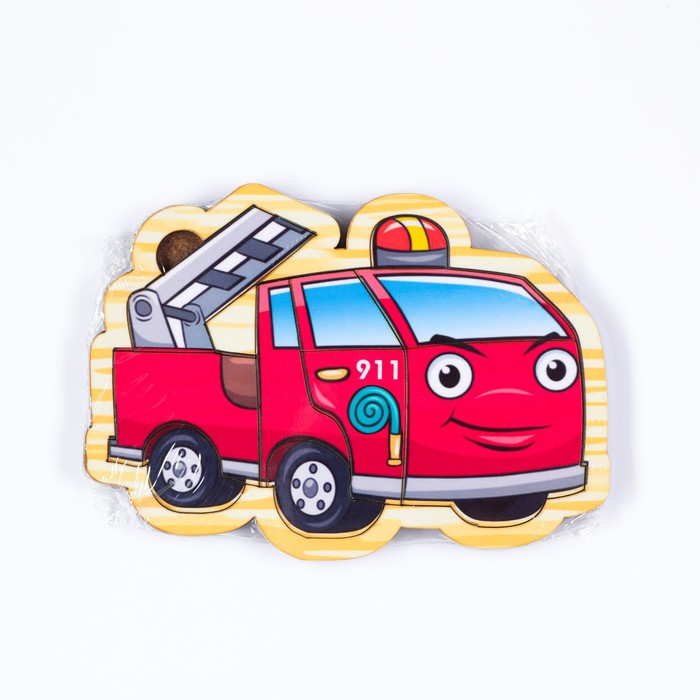 Пазлы деревянные "Пожарная машина", 11 деталей, 14х10 см 55263