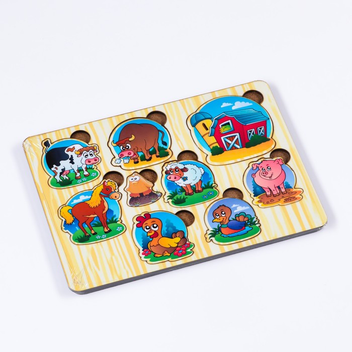 Пазлы деревянные "Домашние животные", 10 деталей, 20х14.5 см 55267