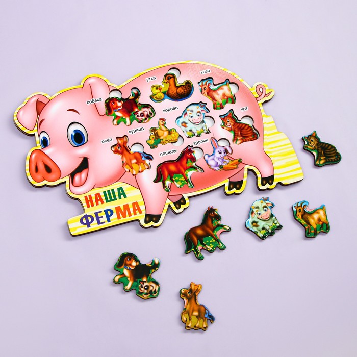 Пазлы деревянные "Наша Ферма", 10 деталей, 28.5х19 см, 1 сорт 55269