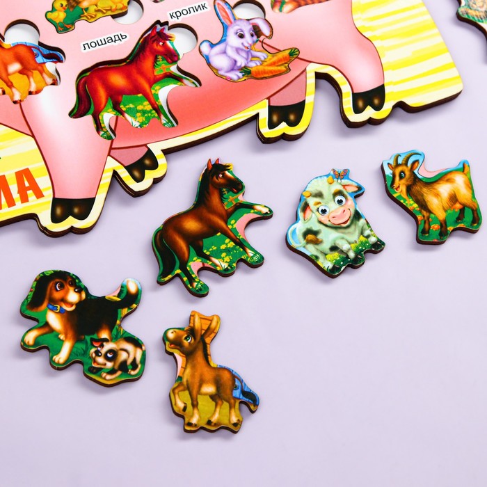 Пазлы деревянные "Наша Ферма", 10 деталей, 28.5х19 см, 1 сорт 55269