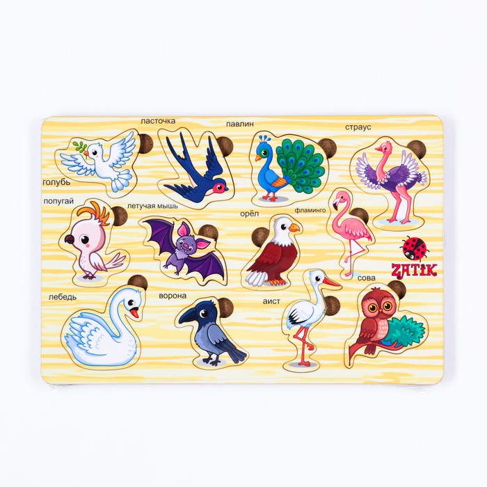 Пазлы деревянные "Птицы", 13 деталей, 28.5х19 см 55272