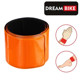 Лента Dream Bike, светоотражающая, 30х340мм, на ногу/руку, самозатягивающаяся, цвет оранжевый