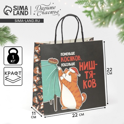 Пакет подарочный новогодний «Косяки наше всё», 22×22×11 см