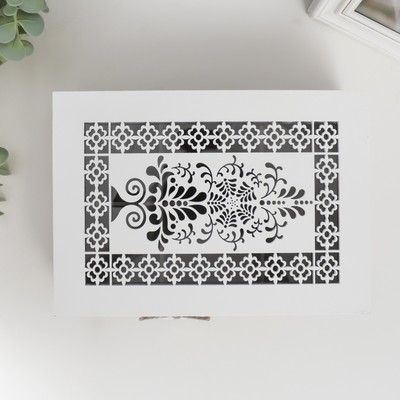 Шкатулка для украшений «Белые ажурные узоры», дерево, с делениями, 17×24×7 см, МИКС