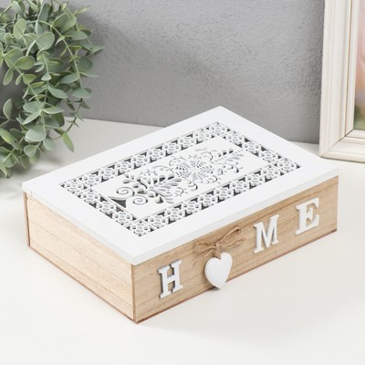 Шкатулка для украшений «Белые ажурные узоры», дерево, с делениями, 17×24×7 см, МИКС