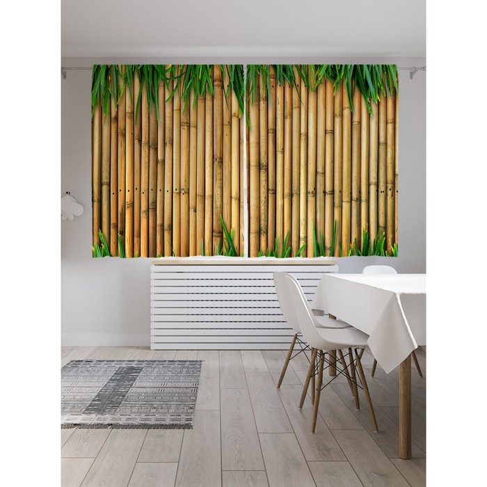 Фотошторы «Бамбук в траве», сатен, размер 145х180 см, 2 шт