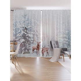 Фотошторы «Олени в снегу», оксфорд, размер 170х265 см, 2 шт