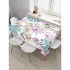 Скатерть на стол «Фламинго в цветах», прямоугольная, сатен, размер 120х145 см - фото 292407411