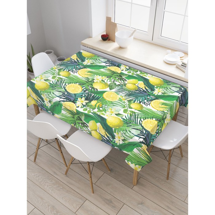 Скатерть на стол «Лимоны и тропики», прямоугольная, оксфорд, размер 145х180 см
