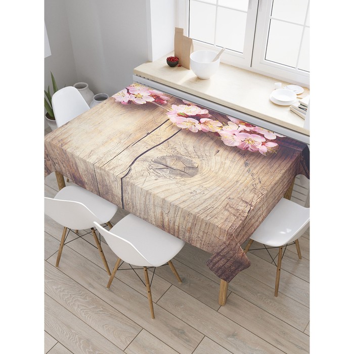 Скатерть на стол «Цветки вишни», прямоугольная, оксфорд, размер 145х180 см