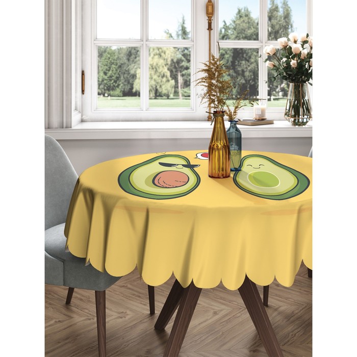 Скатерть на стол «Влюбленные авокадо», круглая, сатен, d = 150 см