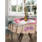 Скатерть на стол «Домашние посиделки и коты», круглая, сатен, d = 150 см - фото 292408787