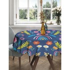 Скатерть на стол «Цветы и радуга», круглая, сатен, d = 150 см - фото 292408811