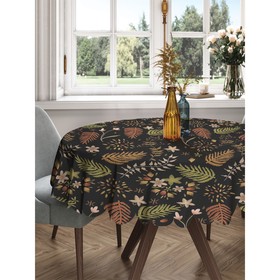 Скатерть на стол «Листья на темном фоне», круглая, сатен, d = 150 см